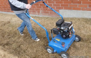 Power rake ecological lawn care.