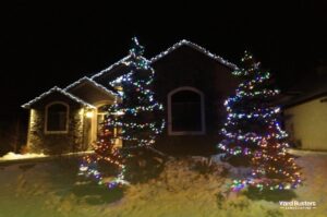 Residential House with Christmas Light Setup in Calgary